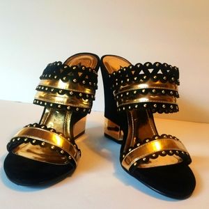 Alba Black and Gold Heels